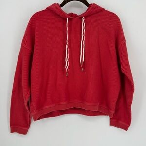 Aerie Red Ribbed Hooded Sweatshirt size Small